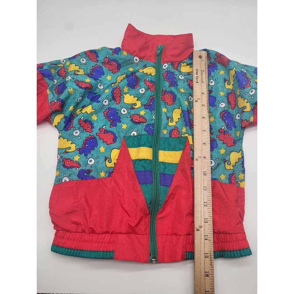 VTG Cuddle Club Kids Infants 24M Windbreaker Colorful Primary Dinosaurs Retro - Picture 3 of 6